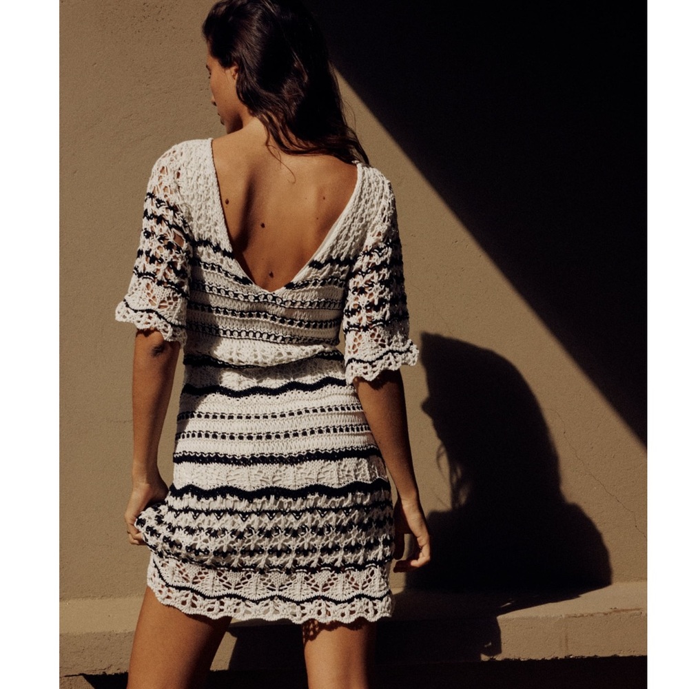 Zara CROCHET KNIT MINI DRESS - Picture 2 of 5